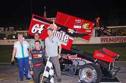 Kody's first win with the SpeedChasers, Inc. team came at M-40 Speedway in Michigan. Photo by Chris Seelman.