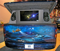 Phantasmic Entertainment ProVision 3D Holographic Imagery projected images behind the 2009 Ford F-150 Freedom Truck at SEMA