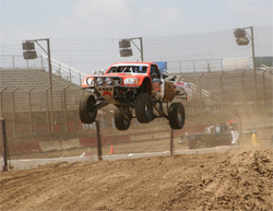 Dan Vance's modified Toyota Truck battled it out at Perris Auto Speedway in Perris, California