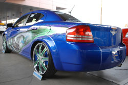 McDougal said that finding the precise paint was time consuming, but now his Dodge Avenger will grab your eye from any angle as it did at SEMA.