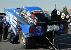 Team CSK switched NHRA Funny Car wraps from red to blue at Englishtown