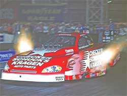 Del Worsham in red CSK Funny Car