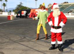 Santa and elf on track at orange show speedway