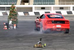 Santa drifting his 2017 Ford Mustang 5.0L at Orange Show Speedway in San Bernardino