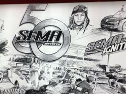 Picture of Jessi Combs on the SEMA Sketch Wall