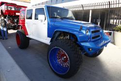 Tri-tone, red, white, and blue Jeep Wrangler