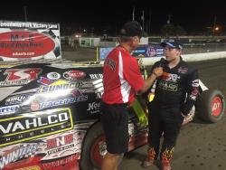 K&N-sponsored Tyler Clem in Victory Lane being interviewed by an official