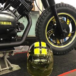DIY Cycle Parts' Custom Virago engine, wheel, and helmet