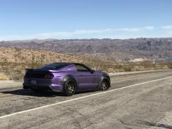 2015 Ford Mustang with Vortech supercharger and carbon fiber body panels and matte purple wrap
