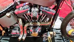 Rats Customs Twinkie Softail engine and exhaust at the Washington DC IMS