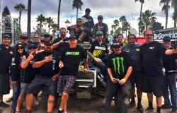 Shot of the Murray Racing Team at the finish of the Baja 1000 celebrating their Points Championship