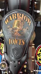 The Warrior Voices Custom Harley at the Dallas IMS seat photo