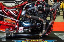 The Dangerous Dezigns cutom Harley at the Dallas, Texas IMS engine closeup