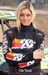 Katie Vernola in her K&N race suit