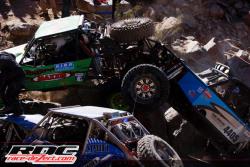 Photo of Ultra4 cars piled one on another in the Chocolate Thunder trail