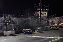 Ryan Partridge takes the checkered flag in the NASCAR K&N Pro Series West race in Roseville, Ca