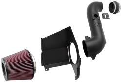 K&N cold air intakes typically consist of a filter, heatshield, intake tube, and hardware