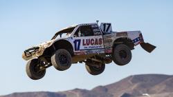 Carl Renezeder jumping in the Lucas Oil Off Road Racing Series