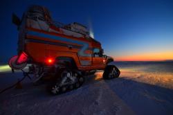 The ZERO SOUTH team converted a pair of Hummer H1s to hybrid vehicles for South Pole expeditions
