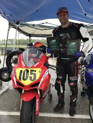 McConville with his race bike at Autobahn Country Club in Joliet, Illinois