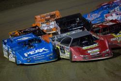 A race at a Lucas Oil Late Model Dirt Series event.