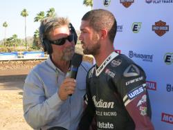 Brad Baker being interviewed at the Arizona Mile at Turf Paradise in Phoenix, Arizona