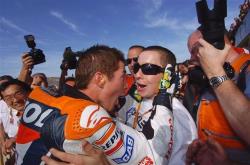 Roger and Nicky Hayden after Nicky's 2006 MotoGP victory
