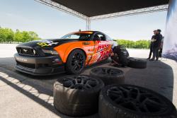 Autozone Mustang being prepped for drifting at Hyperfest - Photo by Luke Munnell