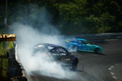 Denofa chases down eventual event winner Odi Bakchis during practice at Formula Drift New Jersey