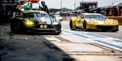 K&N equipped Aston Martin GTE leaving the pits right behind the Le Mans leading Corvette