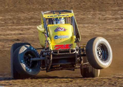 Hodges puts pedal to the metal during race at Kokomo Speedway on Memorial Weekend in 2016.