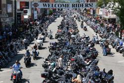 Downtown Sturgis crowd in South Dakota at the Sturgis motorcycle rally