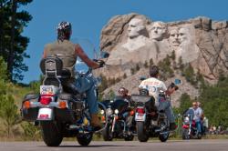 Mt. Rushmore, South Dakota with bikers in the foreground