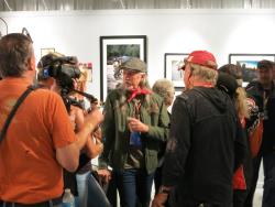 Doobie Brothers singer Patrick Simmons and actor Tom Berenger at the Motorcycles as Art show