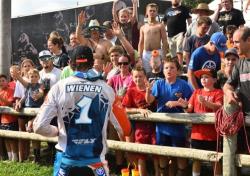 Chad Wienen interacting with young fans of the AMA ATV MX National Championship
