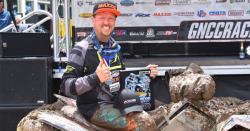 The thumbs up signifies a 3rd place finish for Michael Swift at the 2016 Showshoe GNCC