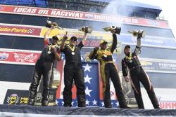 The Winners Circle at the US Nationals in Indy featuring Torrence, Todd, Skillman, and Krawiec