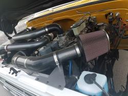 12 valve Cummins turbodiesel engine in a 1972 C50 built by RTech Fabrications in Hayden, Idaho