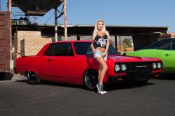 Model Lynnie Marie with 1965 Chevrolet Chevelle