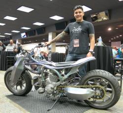 Dana Wolfe Hood and his custom Ducati build at the Artistry in Iron show at the Las Vegas Bikefest