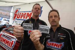 Drivers Greg Anderson and Jason Line show their support for Las Vegas after the tragic events in Oct