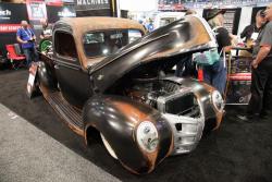 The 1940 Ford sits on a Morrison chassis with IFS and a solid rear axle with quick change center