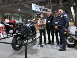 Roland Sands, the Africa Twin, and members of the RBPD at the Long Beach IMS