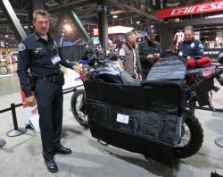 Redondo Beach Police Chief Kauffman displaying the Africa Twin's built-in body armor