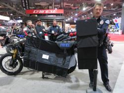 Additional ballistic armor on the RBPD Africa Twin at the Long Beach International Motorcycle Show